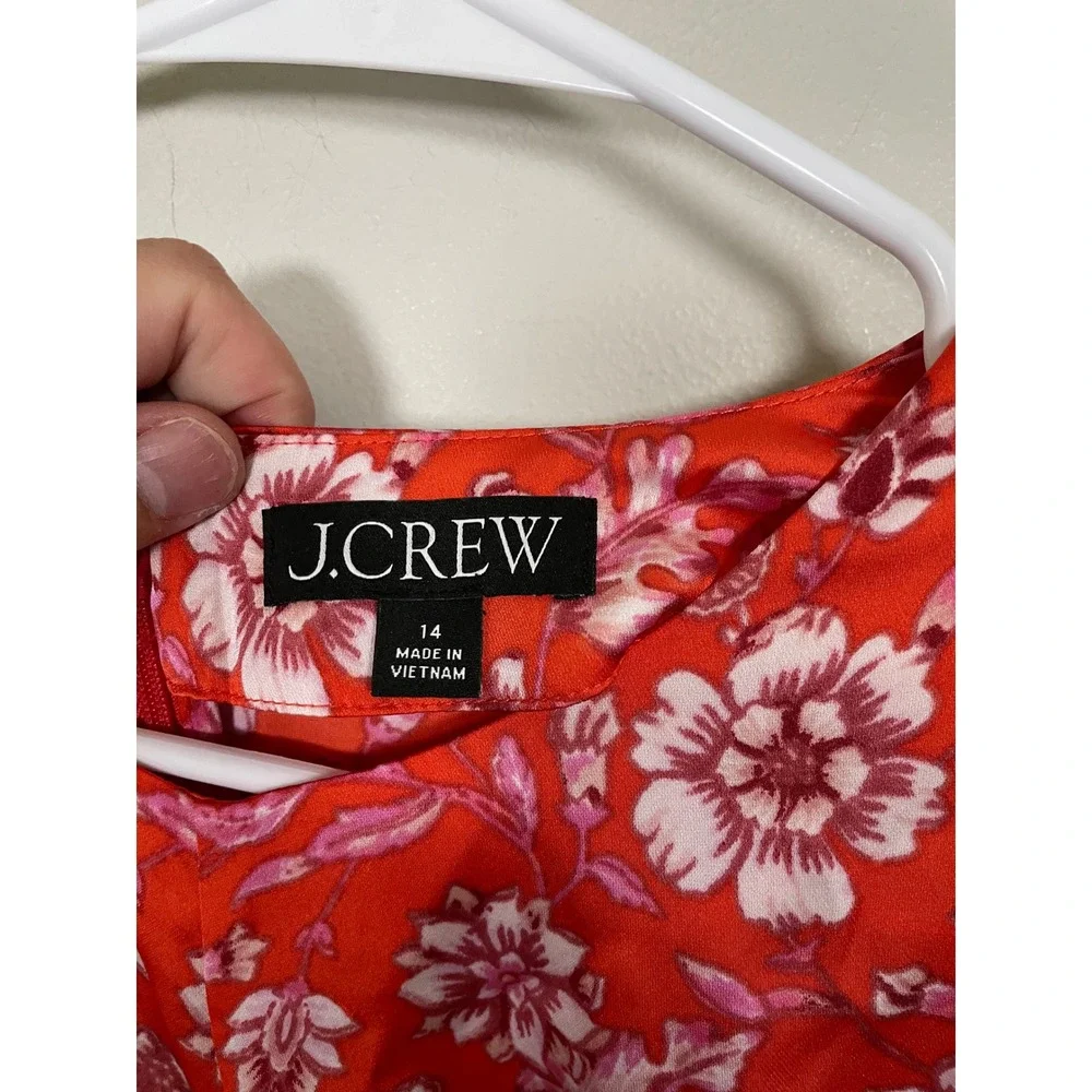 J.Crew Featherweight Satin Midi Dress in Poppy Fields Size 14 Wedding Guezt